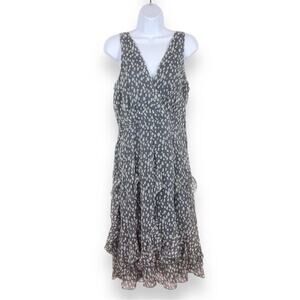 THE PYRAMID COLLECTION Polka Dot Chiffon Tiered Ruffle Dress size S